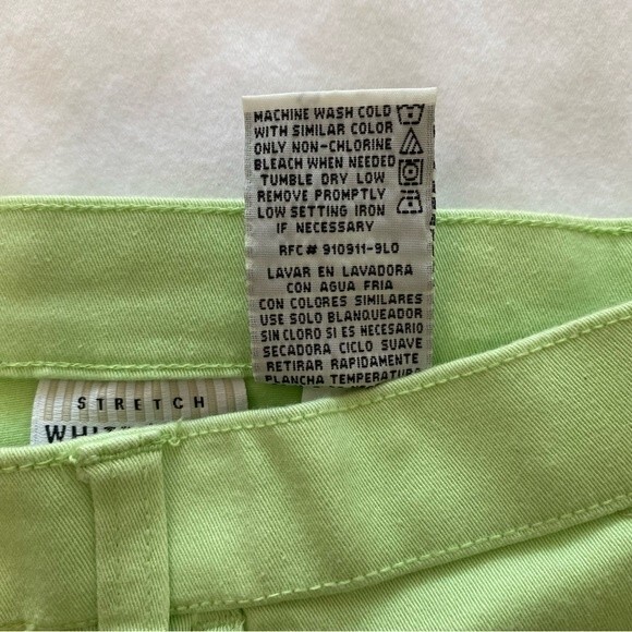 White Stag Apple Lime Green Jeans Pants  Pockets Straight Leg Zip Size 6P - Picture 8 of 10